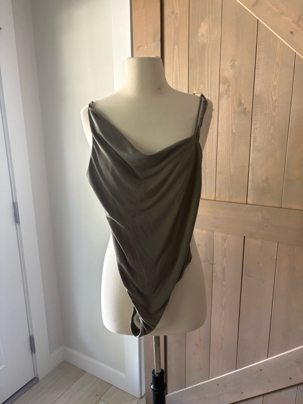NWOT Urban Outfitters Olive Green Asymmetrical Backless Bodysuit Size Small